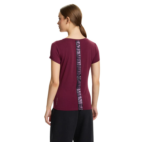 T-shirt Donna a girocollo, con patch logo frontale e fettuccia logata posteriore